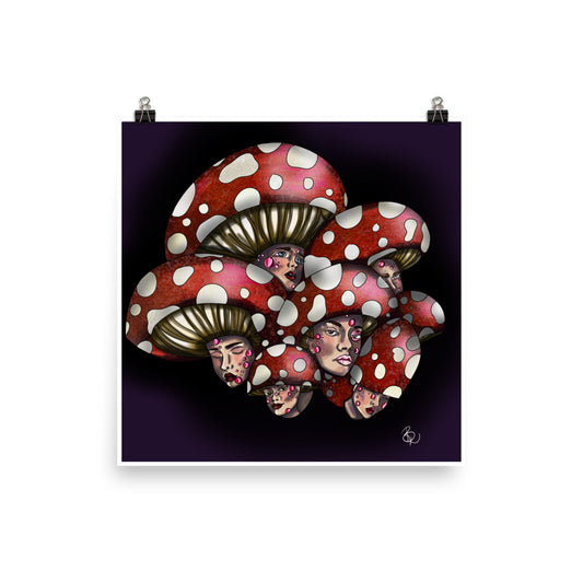 "Mushroom Family", Digital Print, Original Artwork, 10"x10"
