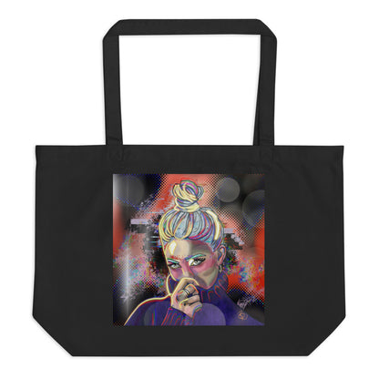 "Shy" Artwork, Large organic tote bag