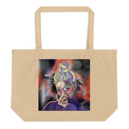 "Shy" Artwork, Large organic tote bag